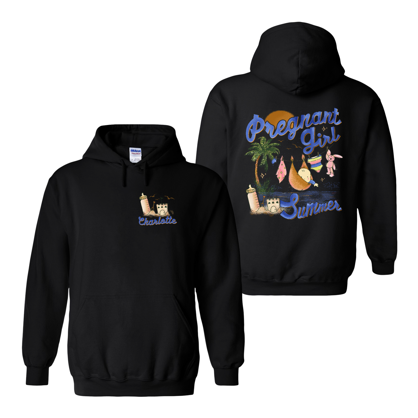 Pregnancy Announcement Hoodie, Personalized Pregnant Girl Summer Beach Hoodie