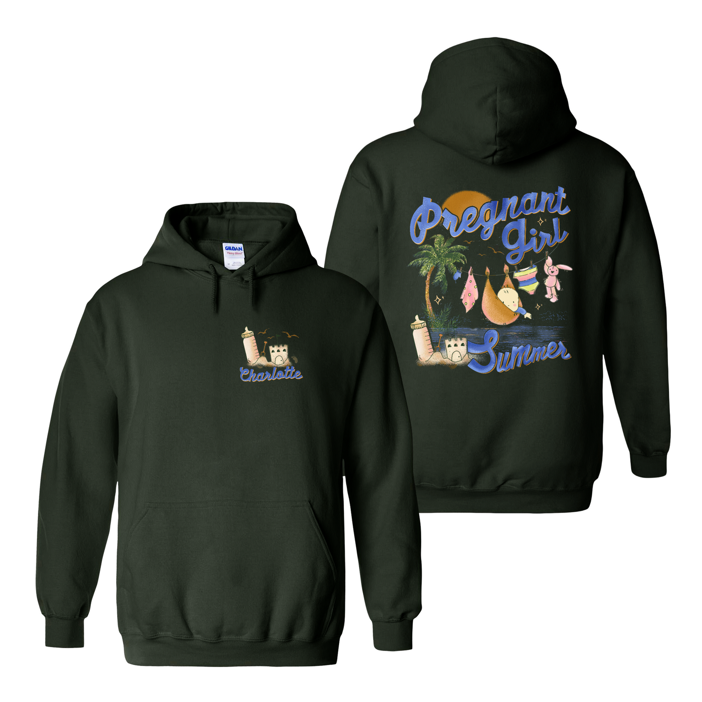 Pregnancy Announcement Hoodie, Personalized Pregnant Girl Summer Beach Hoodie