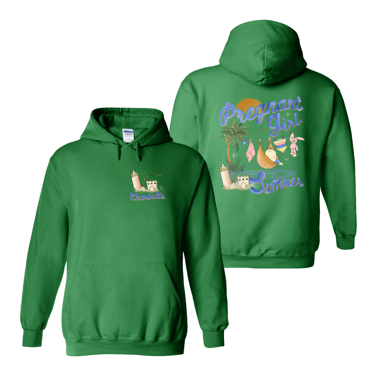 Pregnancy Announcement Hoodie, Personalized Pregnant Girl Summer Beach Hoodie