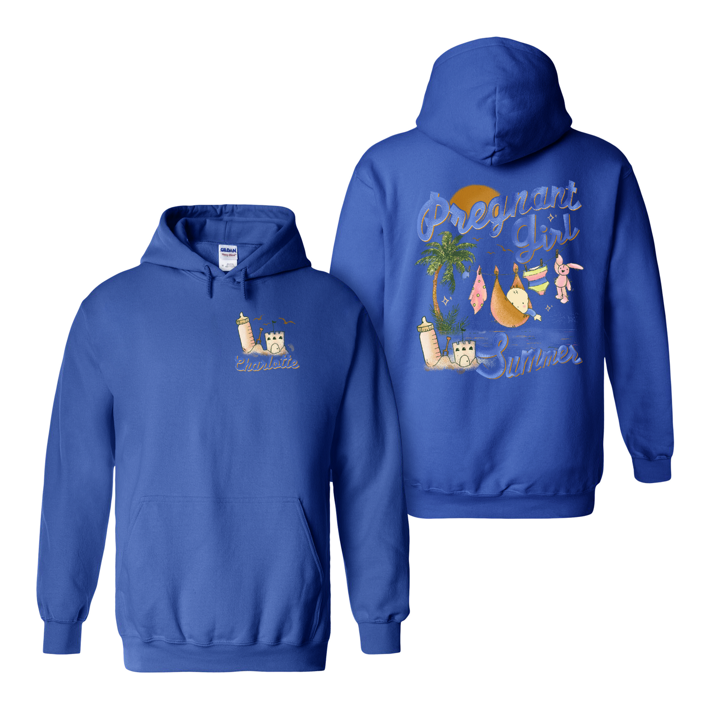 Pregnancy Announcement Hoodie, Personalized Pregnant Girl Summer Beach Hoodie