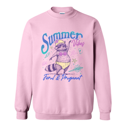 Pregnancy Girl Summer Sweatshirt,Feral And Pregnant Don't Touch Me Sweatshirt, Feral Raccoon Sweatshirt