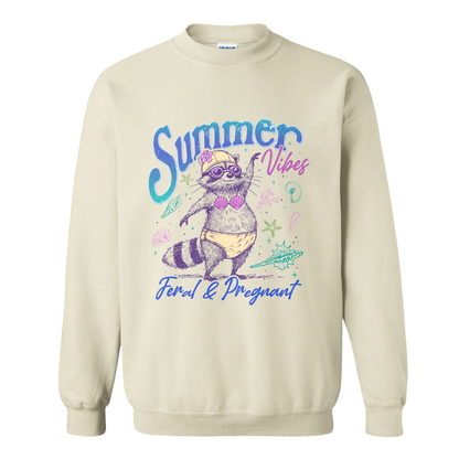 Pregnancy Girl Summer Sweatshirt,Feral And Pregnant Don't Touch Me Sweatshirt, Feral Raccoon Sweatshirt