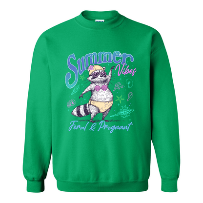 Pregnancy Girl Summer Sweatshirt,Feral And Pregnant Don't Touch Me Sweatshirt, Feral Raccoon Sweatshirt