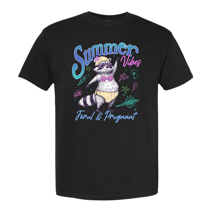 Pregnancy Girl Summer Comfort Colors Shirt,Feral And Pregnant Don't Touch Me Shirt, Feral Raccoon Shirt