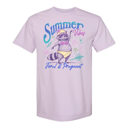 Pregnancy Girl Summer Comfort Colors Shirt,Feral And Pregnant Don't Touch Me Shirt, Feral Raccoon Shirt