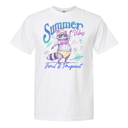 Pregnancy Girl Summer Comfort Colors Shirt,Feral And Pregnant Don't Touch Me Shirt, Feral Raccoon Shirt