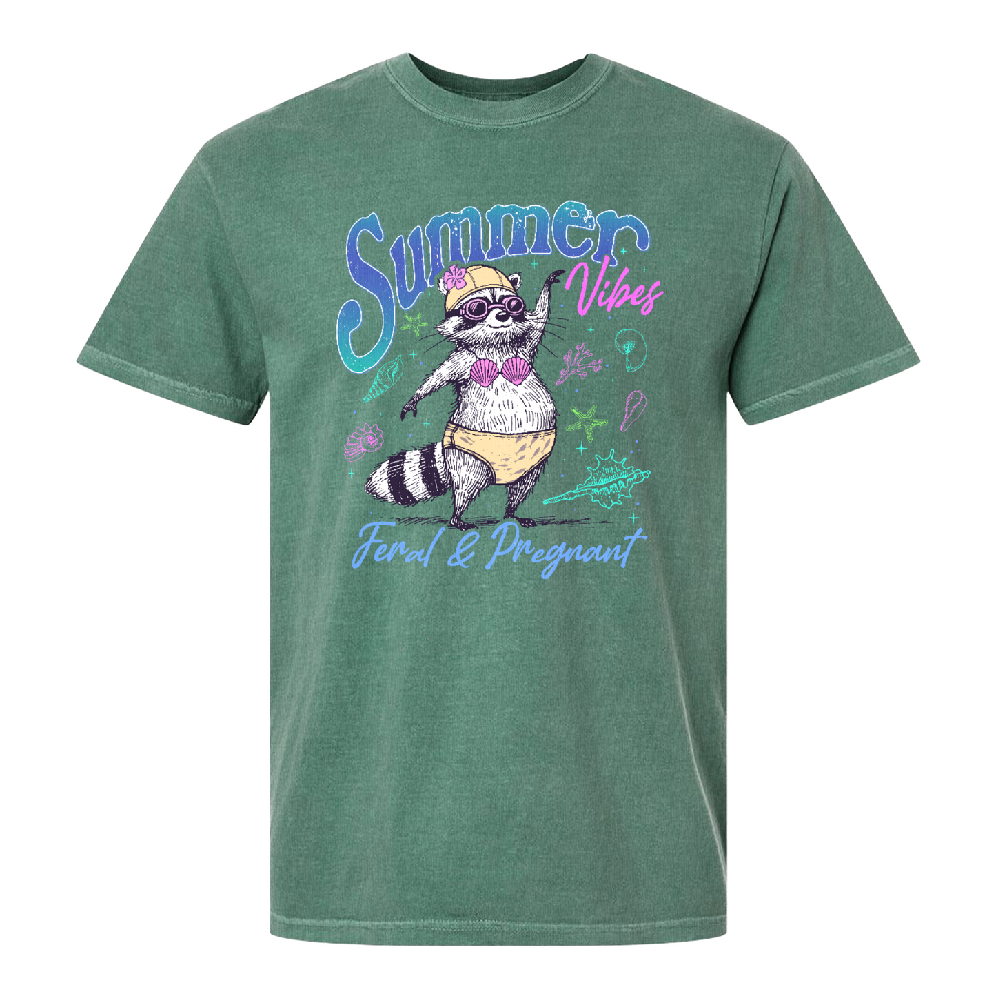 Pregnancy Girl Summer Comfort Colors Shirt,Feral And Pregnant Don't Touch Me Shirt, Feral Raccoon Shirt