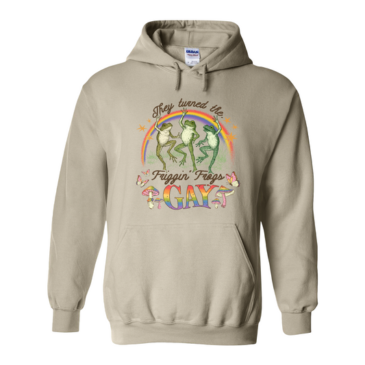 Pride Hoodie, They Turned the Friggin Frogs Gay Hoodie, Retro Gay Frog Hoodie, Equality Hoodie
