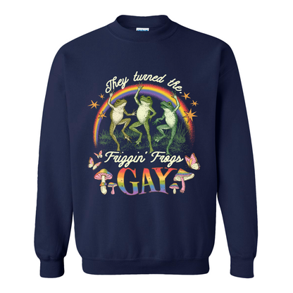 Pride Sweatshirt, They Turned the Friggin Frogs Gay Sweatshirt, Retro Gay Frog Sweatshirt, Equality Sweatshirt