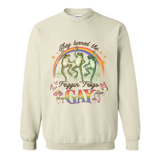 Pride Sweatshirt, They Turned the Friggin Frogs Gay Sweatshirt, Retro Gay Frog Sweatshirt, Equality Sweatshirt