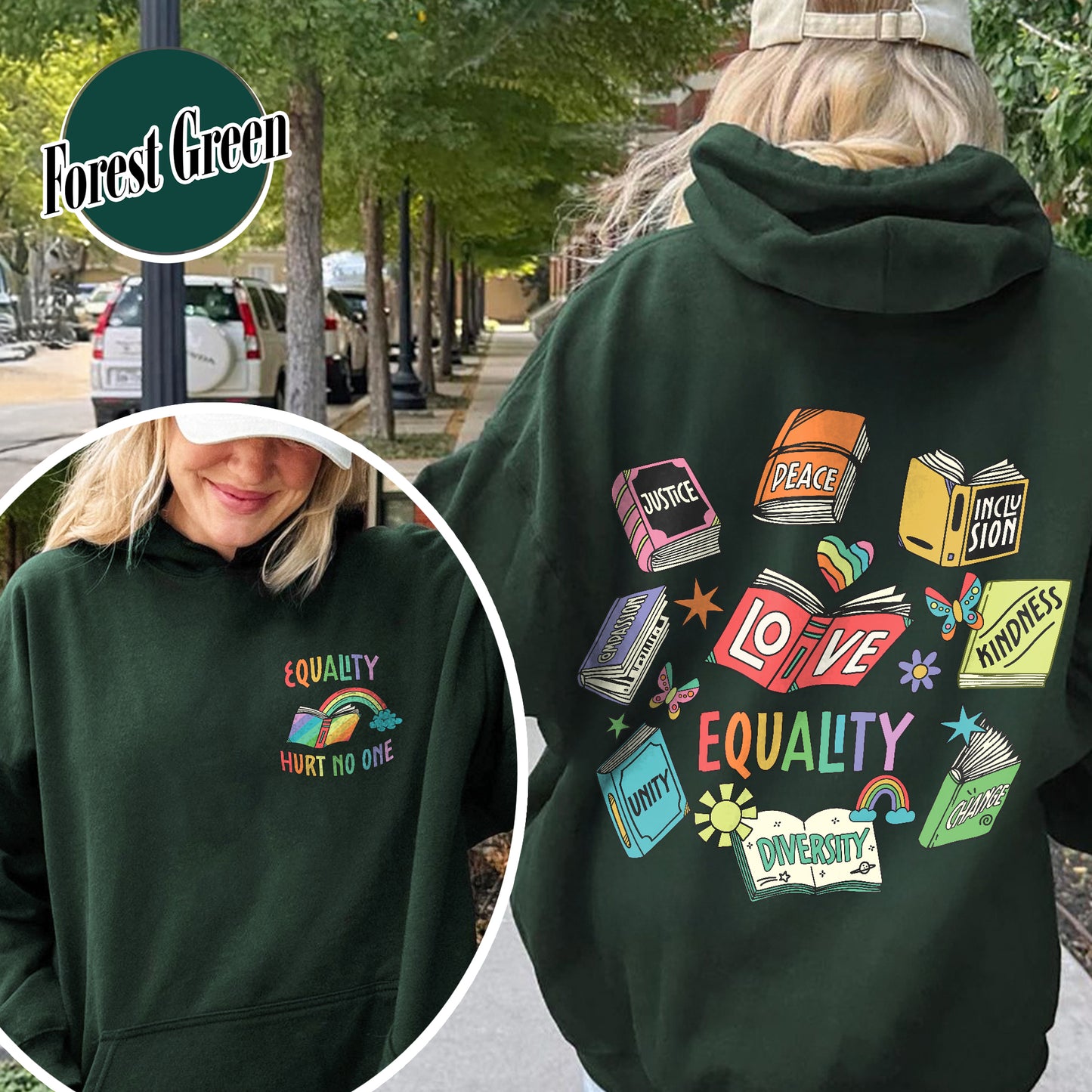 Pride Month Hoodie, Equal Rights 2 Sides Equality Peace Love Kindness Hoodie, LGBT Hoodie