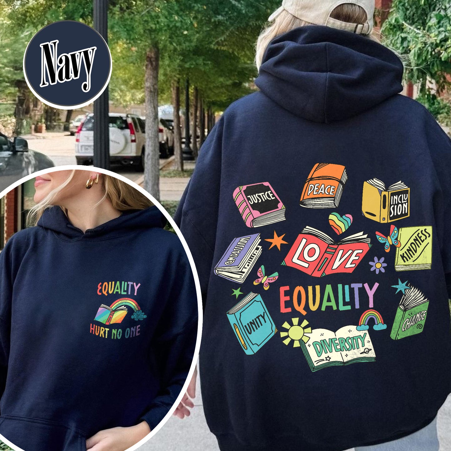 Pride Month Hoodie, Equal Rights 2 Sides Equality Peace Love Kindness Hoodie, LGBT Hoodie