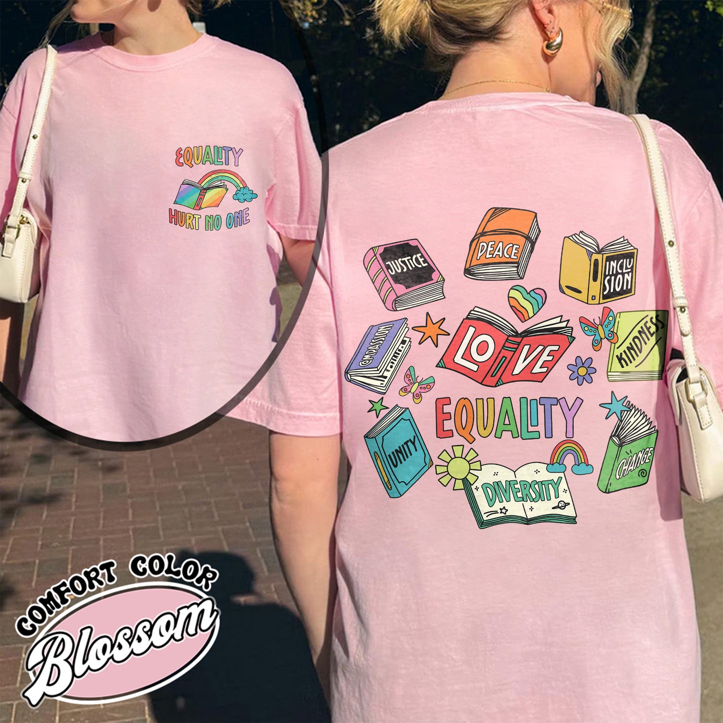 Pride Month Comfort Color Shirt, Equal Rights 2 Sides Equality Peace Love Kindness Shirt, LGBT Shirt