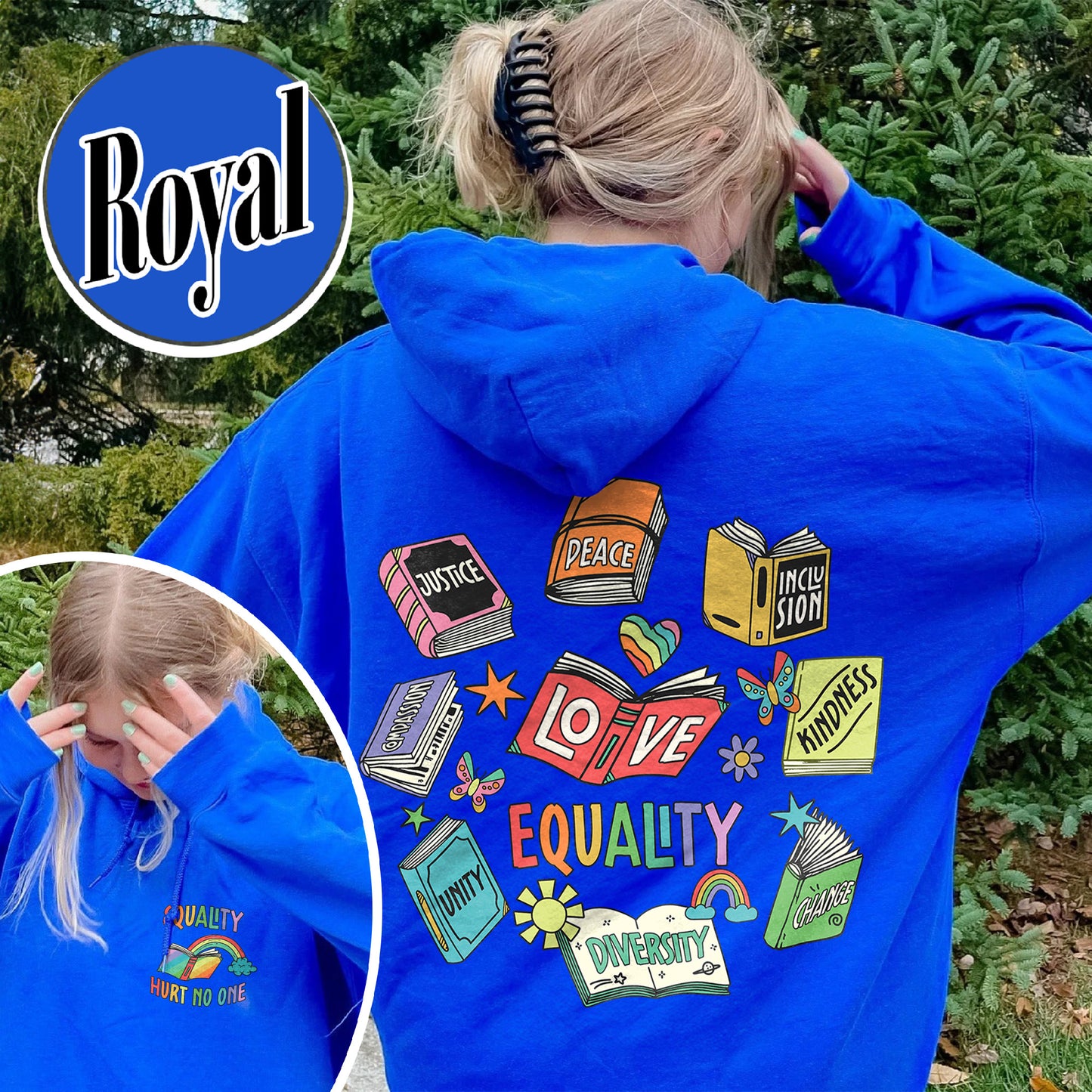 Pride Month Hoodie, Equal Rights 2 Sides Equality Peace Love Kindness Hoodie, LGBT Hoodie