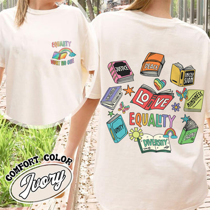 Pride Month Comfort Color Shirt, Equal Rights 2 Sides Equality Peace Love Kindness Shirt, LGBT Shirt