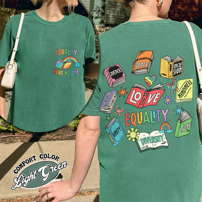 Pride Month Comfort Color Shirt, Equal Rights 2 Sides Equality Peace Love Kindness Shirt, LGBT Shirt