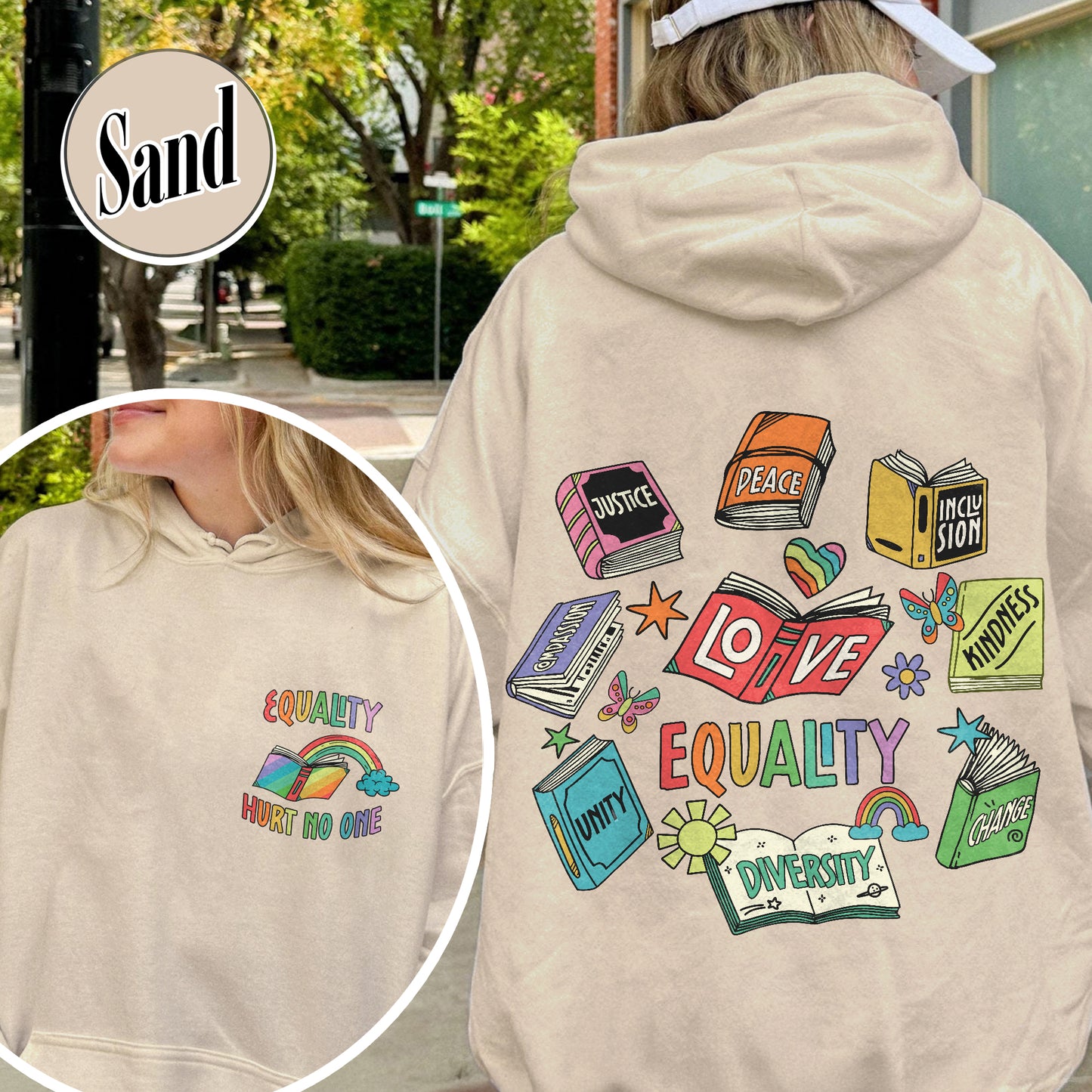 Pride Month Hoodie, Equal Rights 2 Sides Equality Peace Love Kindness Hoodie, LGBT Hoodie