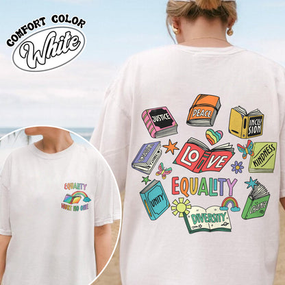Pride Month Comfort Color Shirt, Equal Rights 2 Sides Equality Peace Love Kindness Shirt, LGBT Shirt