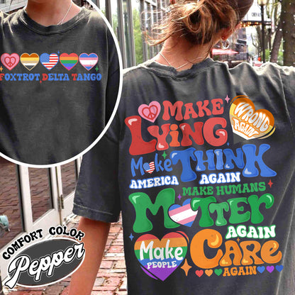 Pride Month Comfort Colors Shirt,Make Lying Wrong Again Shirt,Pride Month Shirt, Lesbian Flag Shirt, Gay Shirt, Anti-Lying