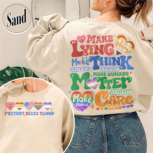 Pride Month Sweatshirt,Make Lying Wrong Again Sweatshirt,Pride Month Sweatshirt, Lesbian Flag Sweatshirt, Gay Sweatshirt, Anti-Lying