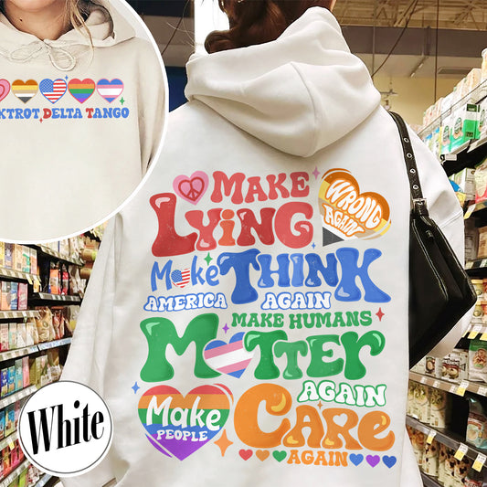 Pride Month Hoodie,Make Lying Wrong Again Hoodie,Pride Month Hoodie, Lesbian Flag Hoodie, Gay Hoodie, Anti-Lying