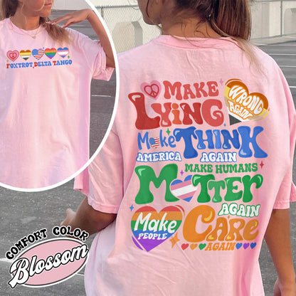 Pride Month Comfort Colors Shirt,Make Lying Wrong Again Shirt,Pride Month Shirt, Lesbian Flag Shirt, Gay Shirt, Anti-Lying