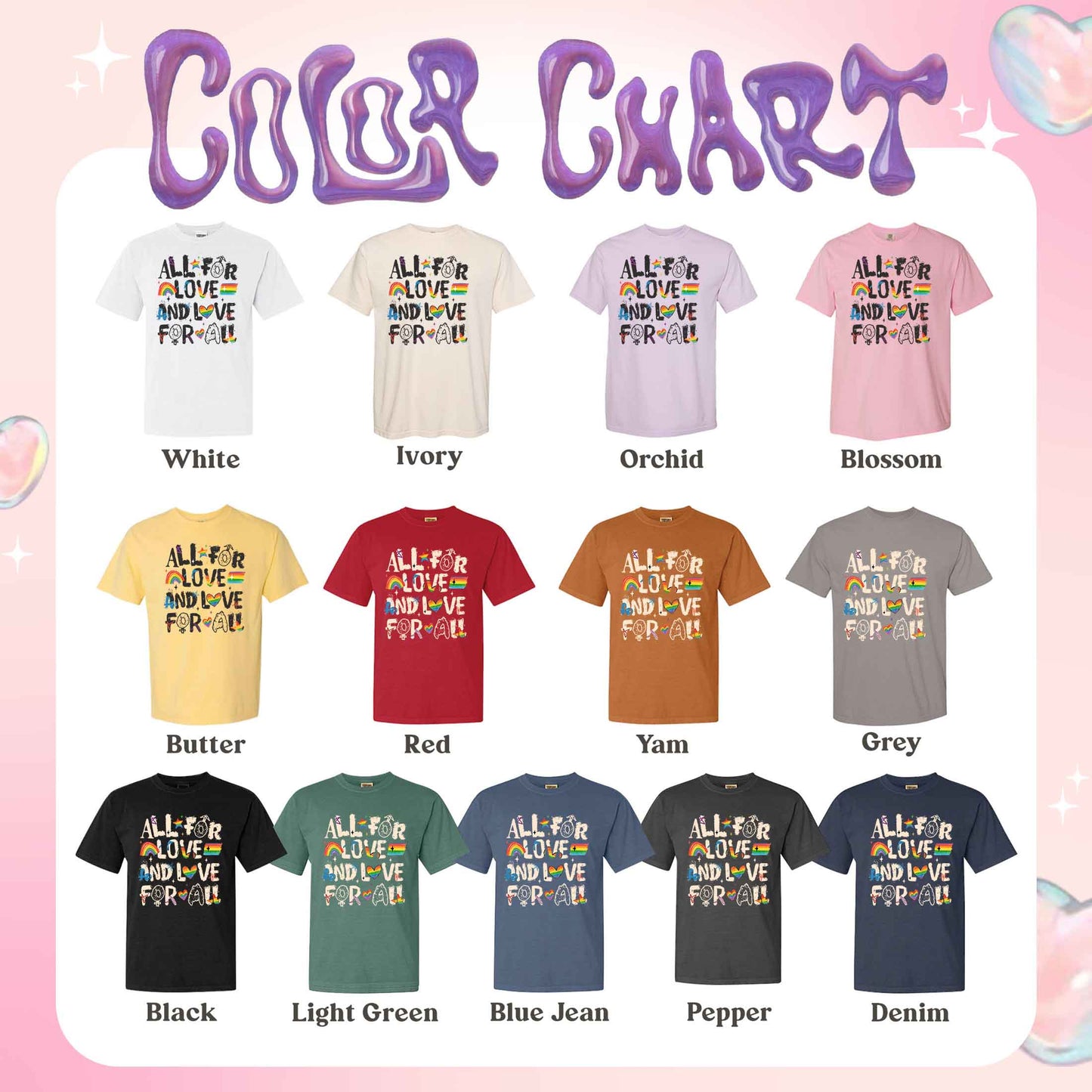 Pride Month LGBTQ Comfort Colors Shirt, All For Love And Love For All  Shirt, Pride Ally Era Hoodie