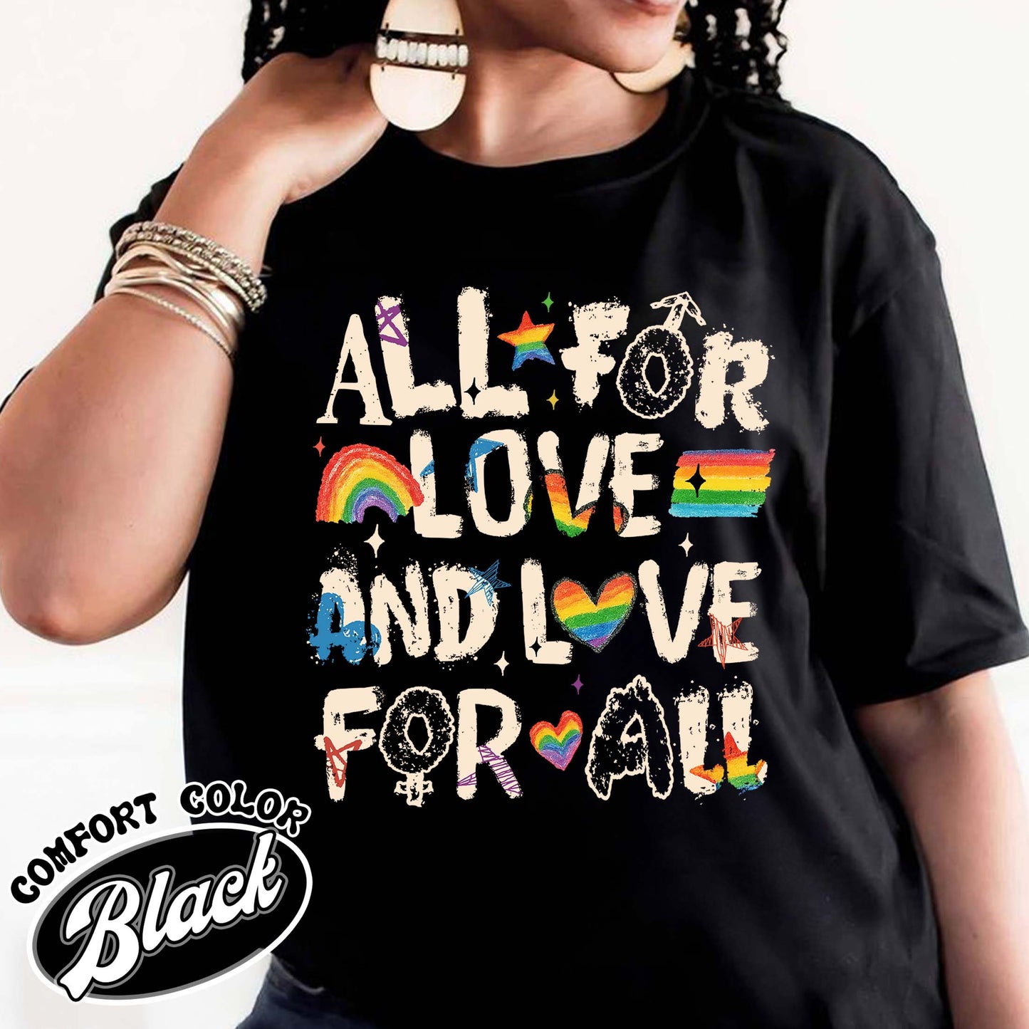 Pride Month LGBTQ Comfort Colors Shirt, All For Love And Love For All  Shirt, Pride Ally Era Hoodie