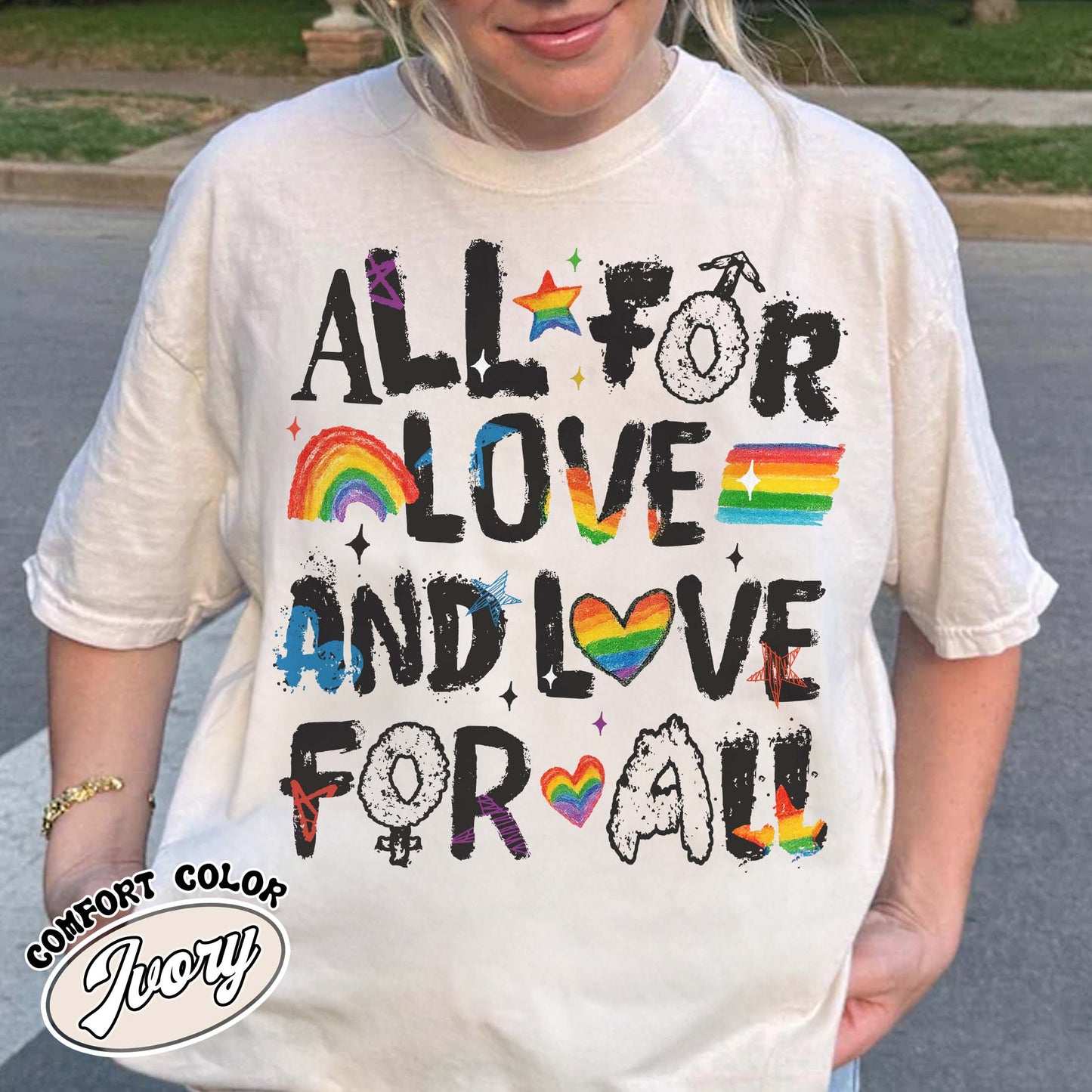 Pride Month LGBTQ Comfort Colors Shirt, All For Love And Love For All  Shirt, Pride Ally Era Hoodie