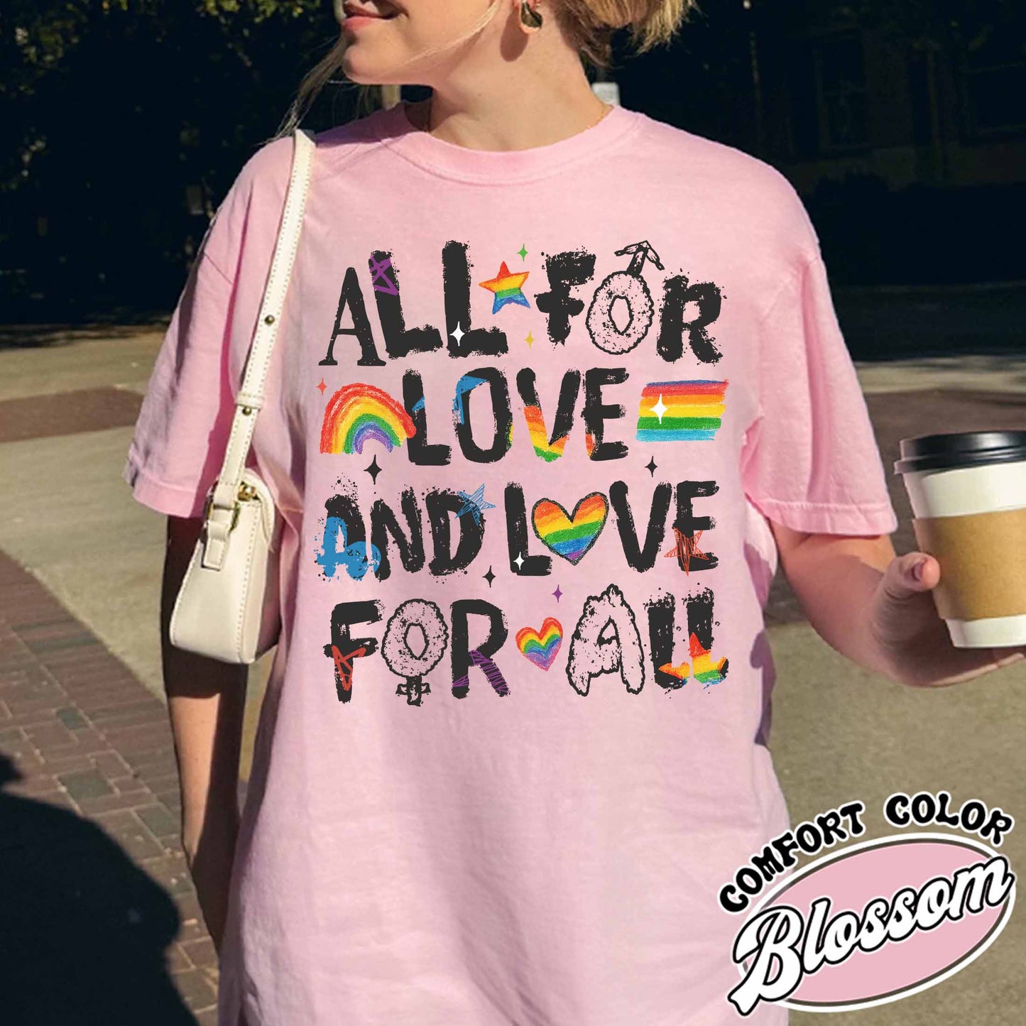 Pride Month LGBTQ Comfort Colors Shirt, All For Love And Love For All  Shirt, Pride Ally Era Hoodie