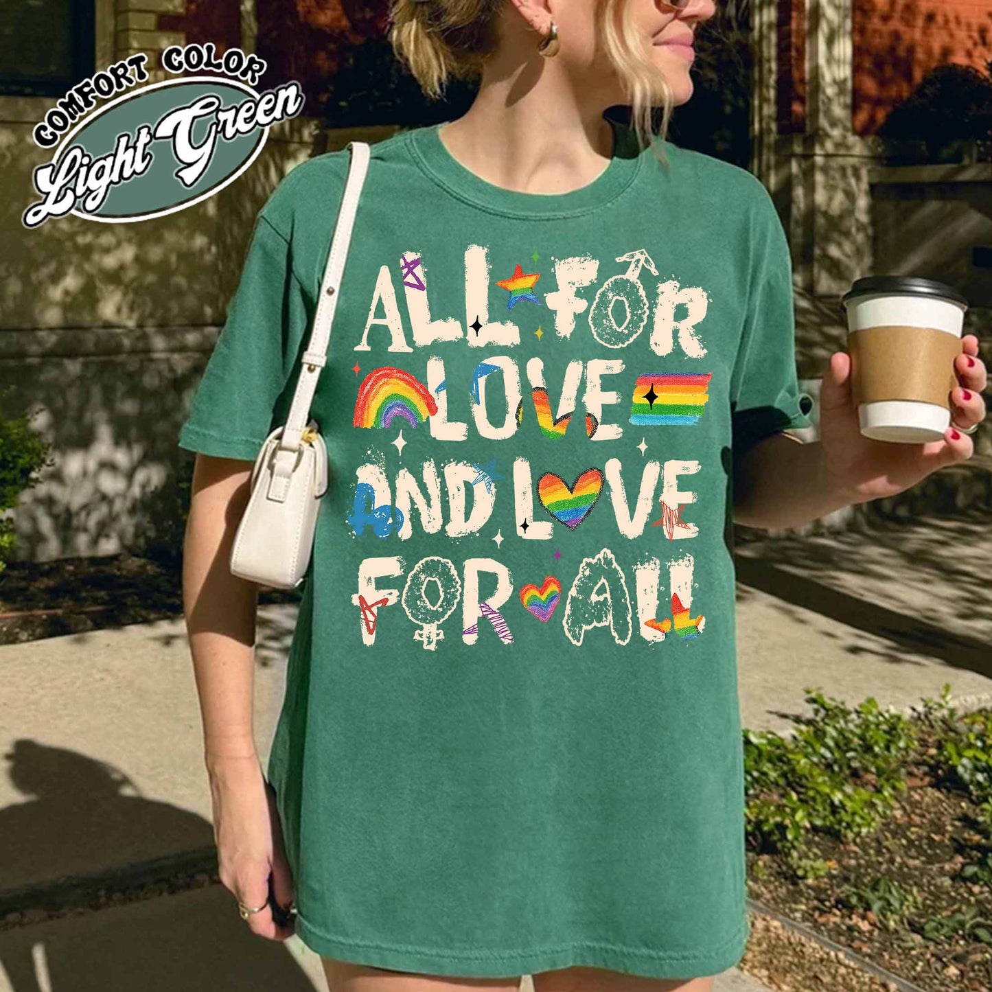 Pride Month LGBTQ Comfort Colors Shirt, All For Love And Love For All  Shirt, Pride Ally Era Hoodie
