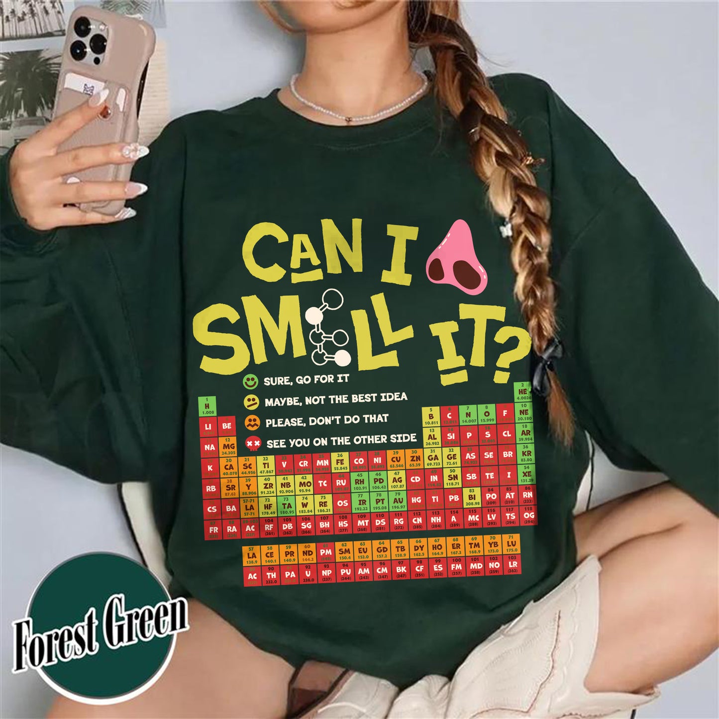 Funny Chemistry Sweatshirts,Can I Lick Or Smell It Periodic Table Sweatshirt, Elements Table Sweatshirt