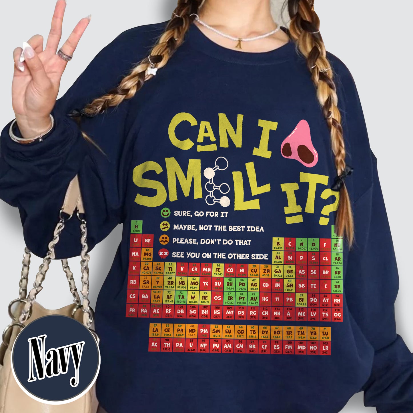 Funny Chemistry Sweatshirts,Can I Lick Or Smell It Periodic Table Sweatshirt, Elements Table Sweatshirt