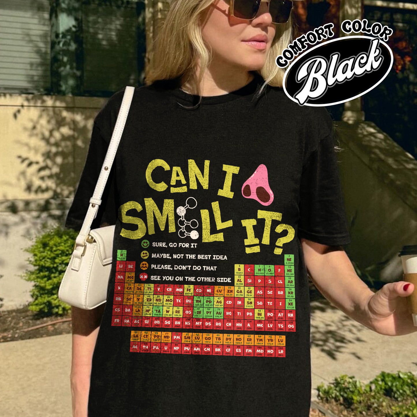 Funny Chemistry Comfort Colors Shirts,Can I Lick Or Smell It Periodic Table Shirt, Elements Table Shirt,