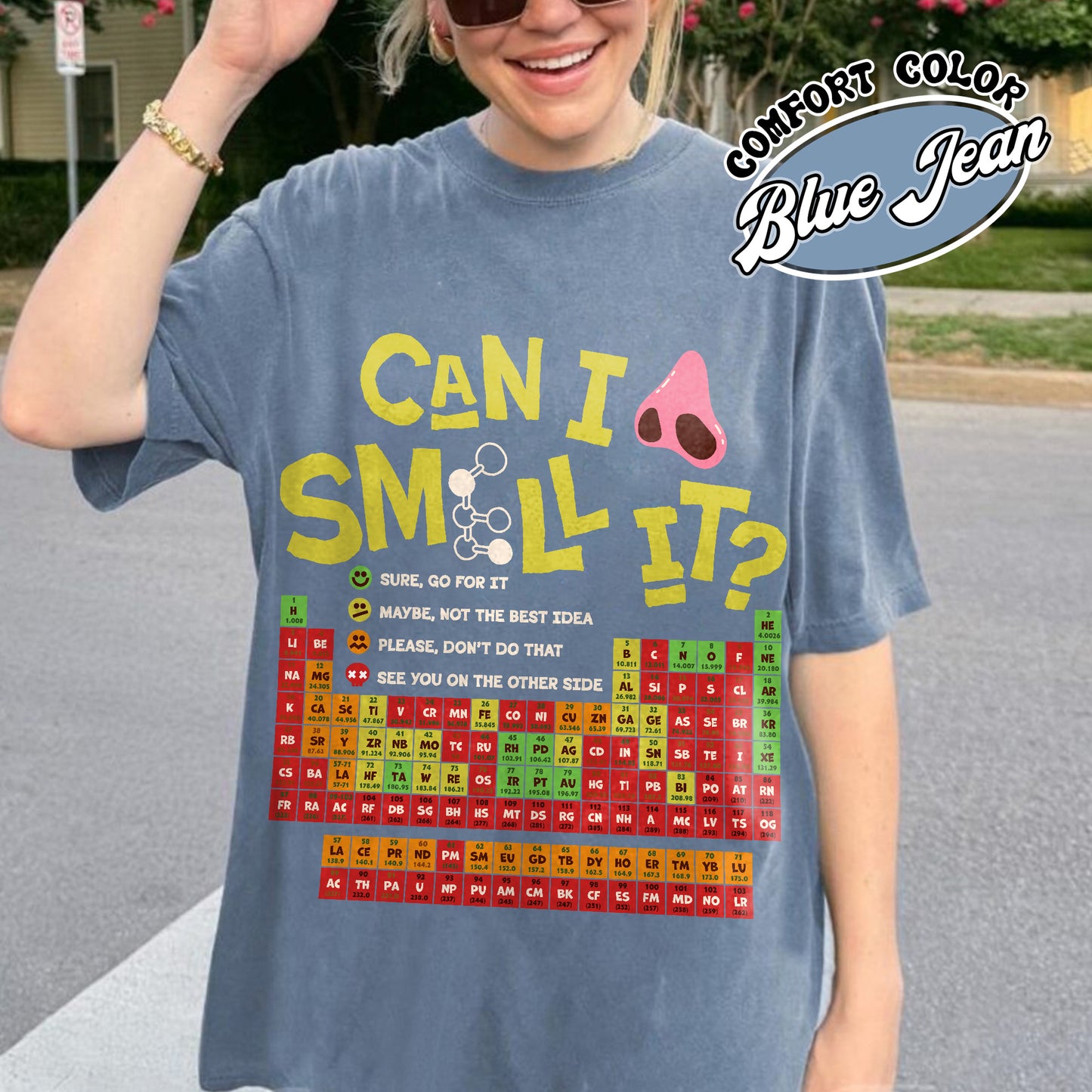 Funny Chemistry Comfort Colors Shirts,Can I Lick Or Smell It Periodic Table Shirt, Elements Table Shirt,