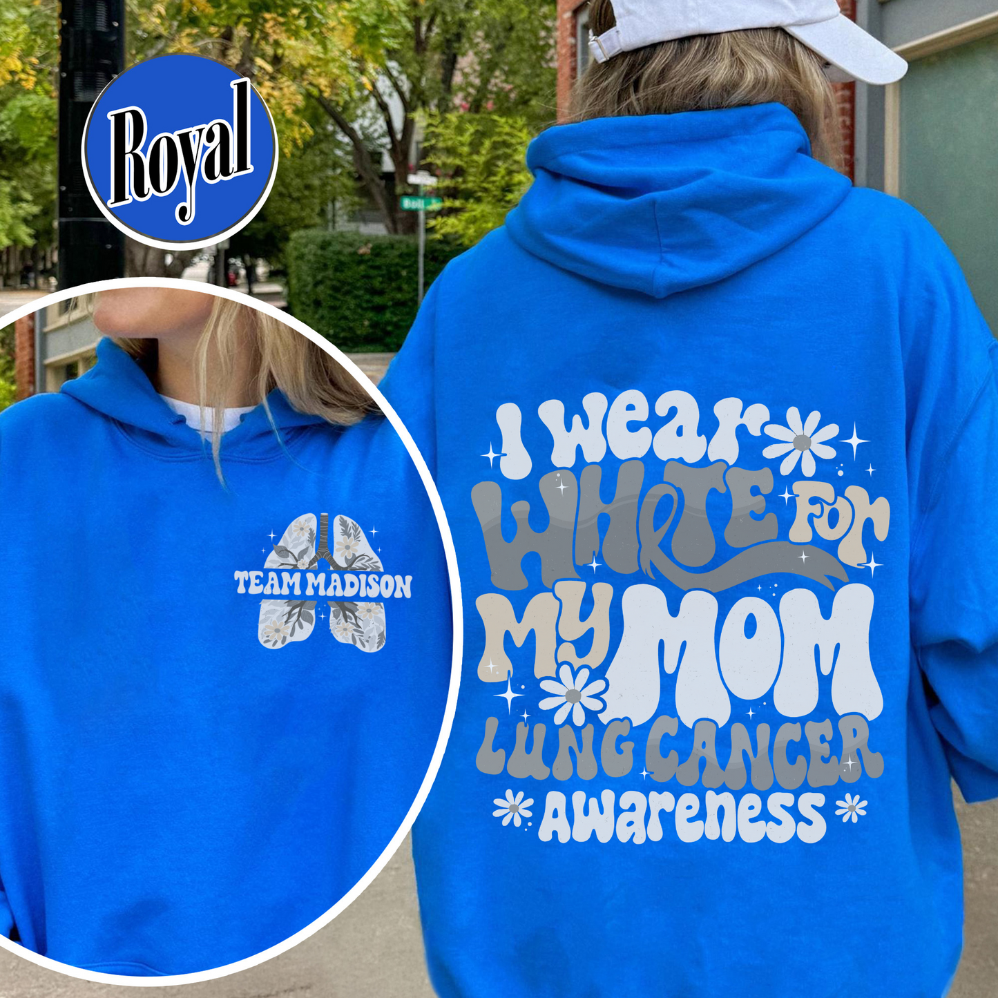 Cancer Awareness Hoodie, Lung Cancer Support Hoodie, White Ribbon Lung Cancer Fighter Hoodie