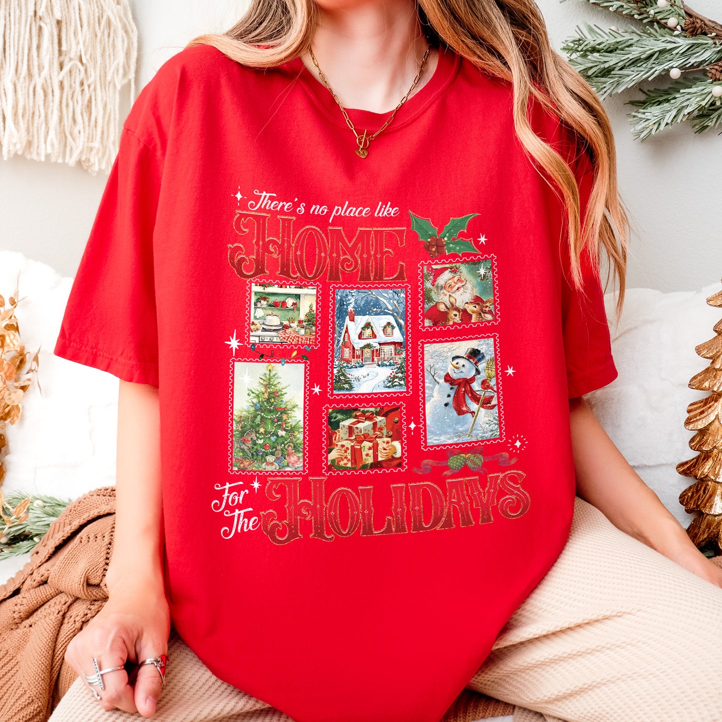 Home for the Holidays Shirt: Vintage Christmas Shirt, Merry Xmas Shirt, Festive Family Xmas Shirt