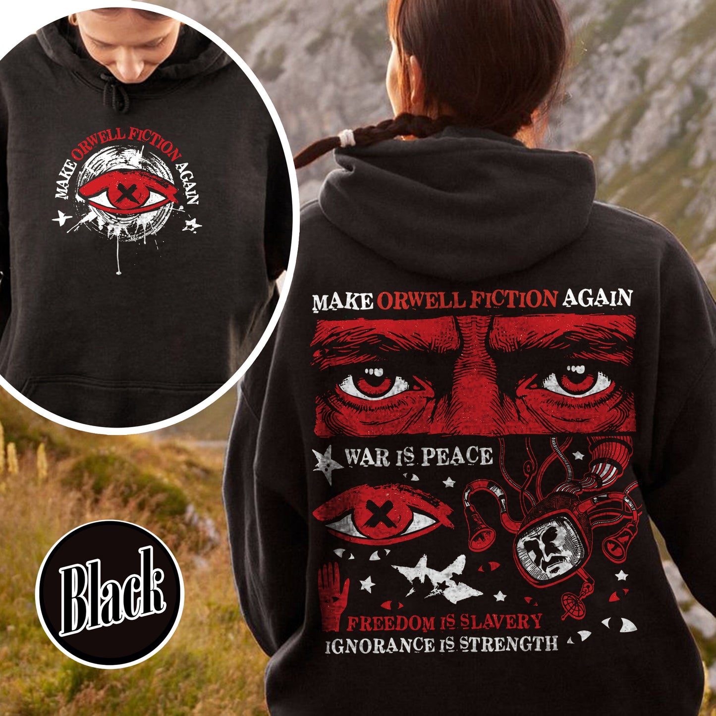 Resist  Hoodie,Make Orwell Fiction Again Hoodie, Orwell Hoodie, Literary Hoodie,1984 THoodie,2025 Political Activist