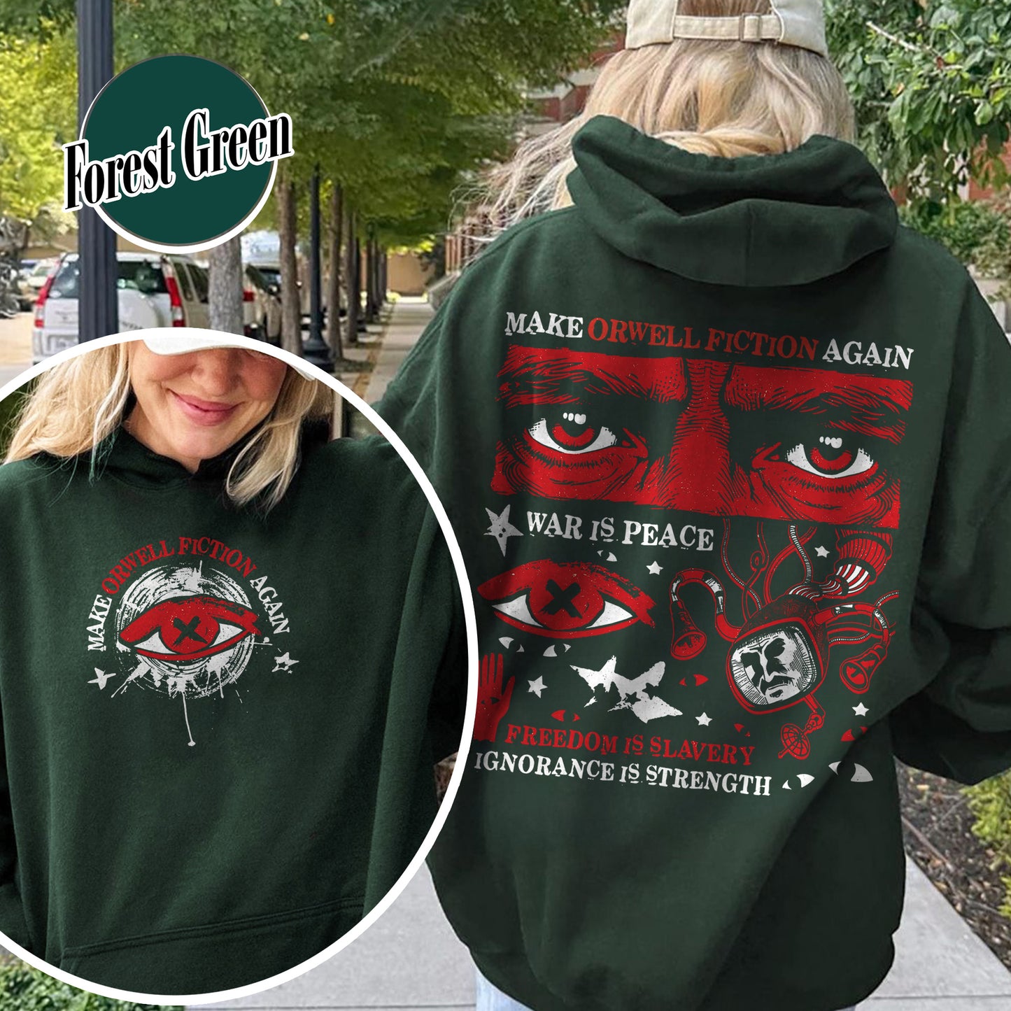 Resist  Hoodie,Make Orwell Fiction Again Hoodie, Orwell Hoodie, Literary Hoodie,1984 THoodie,2025 Political Activist