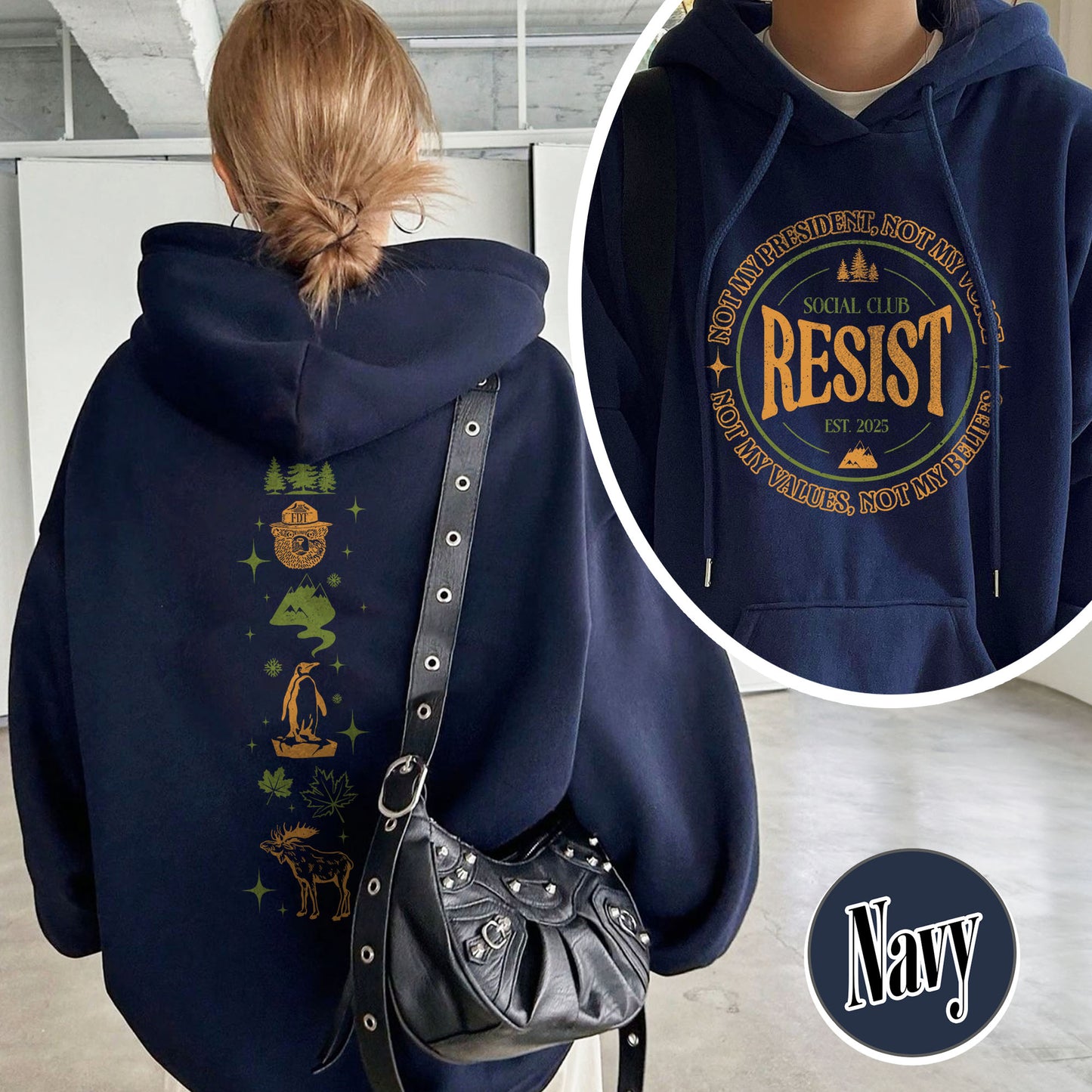 Resist Social Club Hoodie, Penguins Smokey Bear Canada Hoodie, Stay Salty Resistance Hoodie
