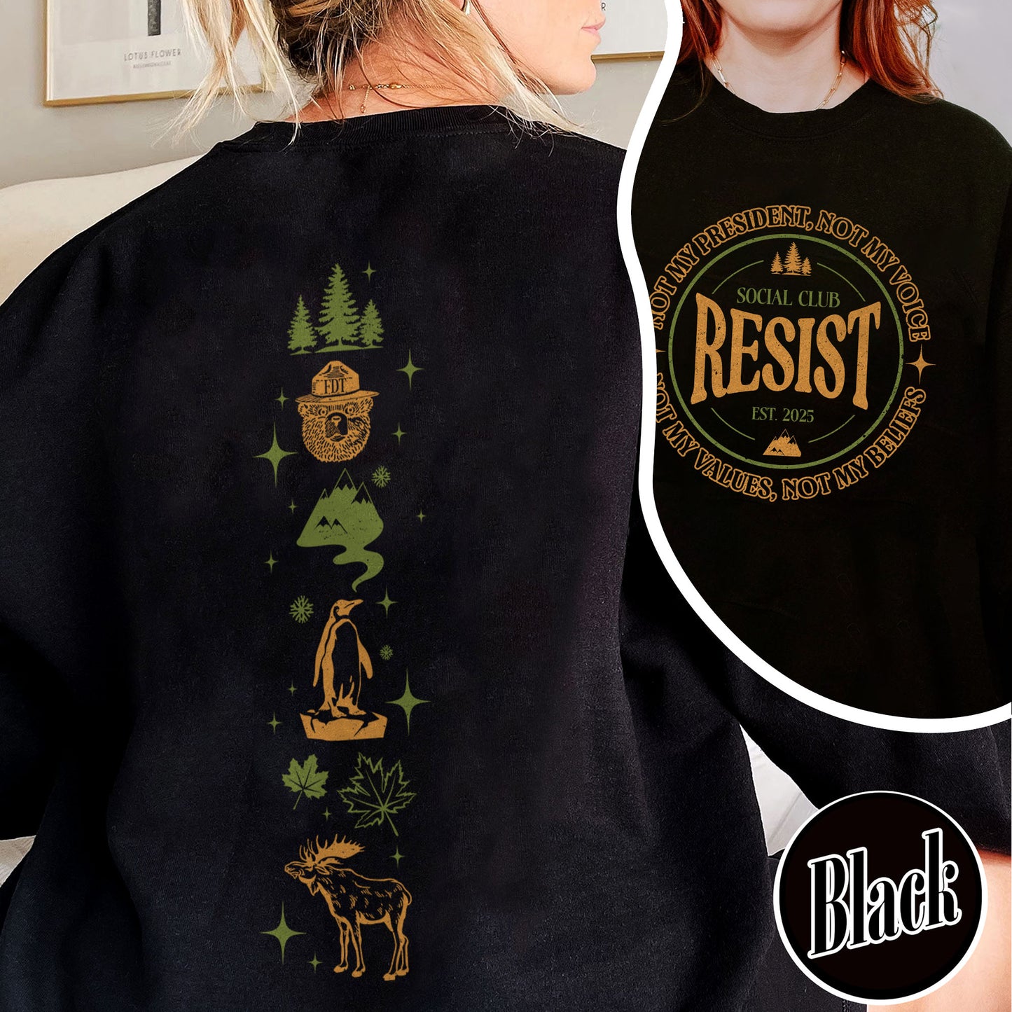 Resist Social Club Sweatshirt, Penguins Smokey Bear Canada Sweatshirt, Stay Salty Resistance Sweatshirt
