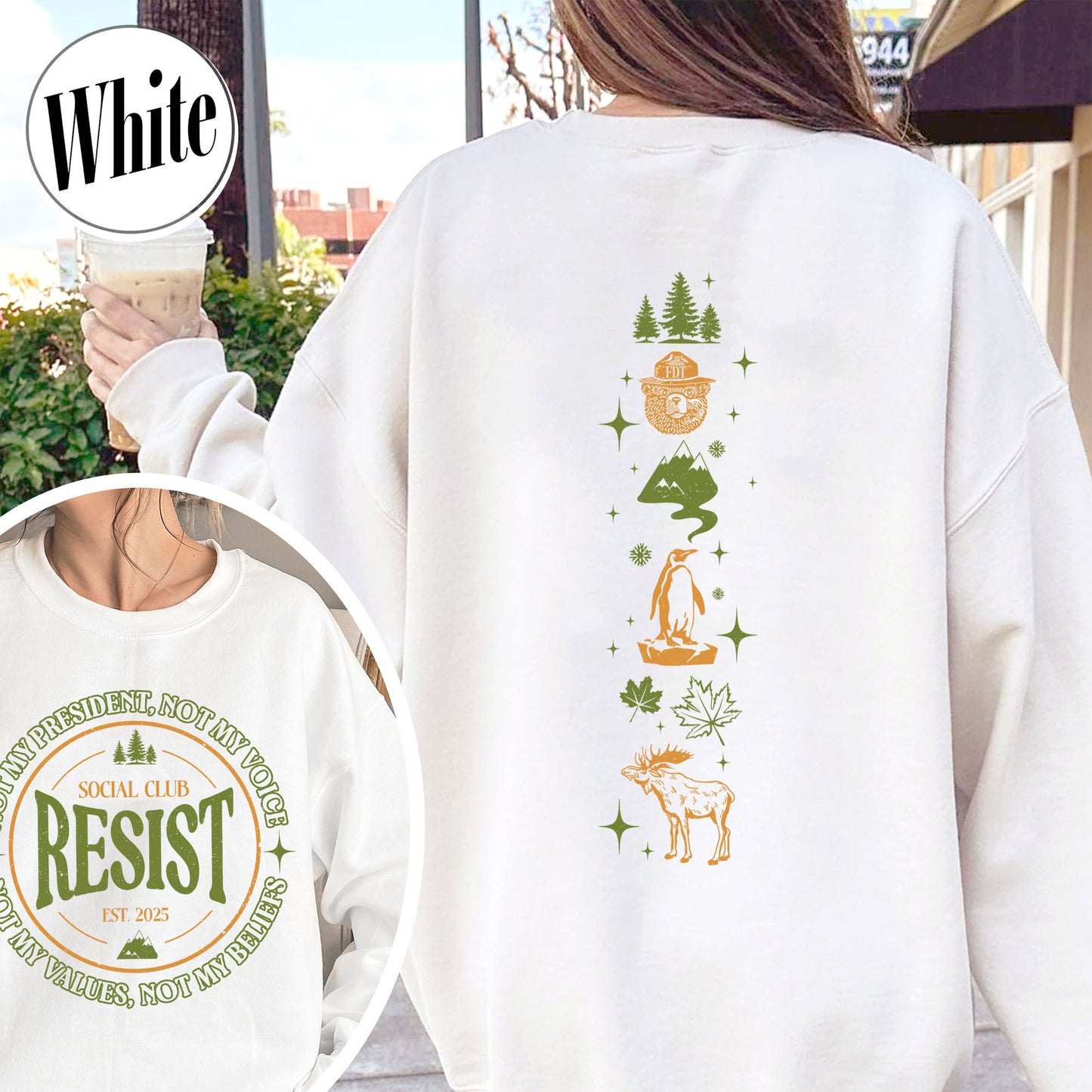 Resist Social Club Sweatshirt, Penguins Smokey Bear Canada Sweatshirt, Stay Salty Resistance Sweatshirt