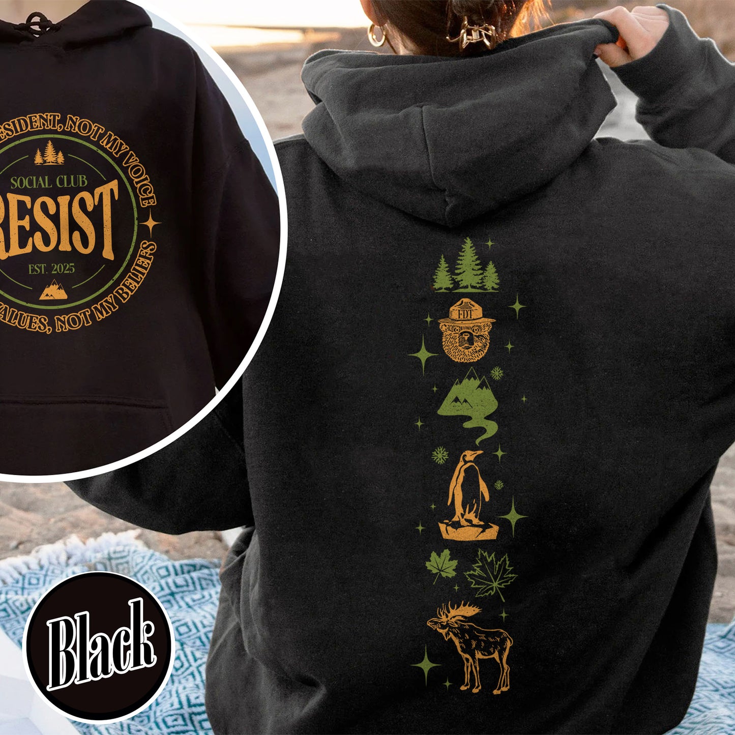 Resist Social Club Hoodie, Penguins Smokey Bear Canada Hoodie, Stay Salty Resistance Hoodie