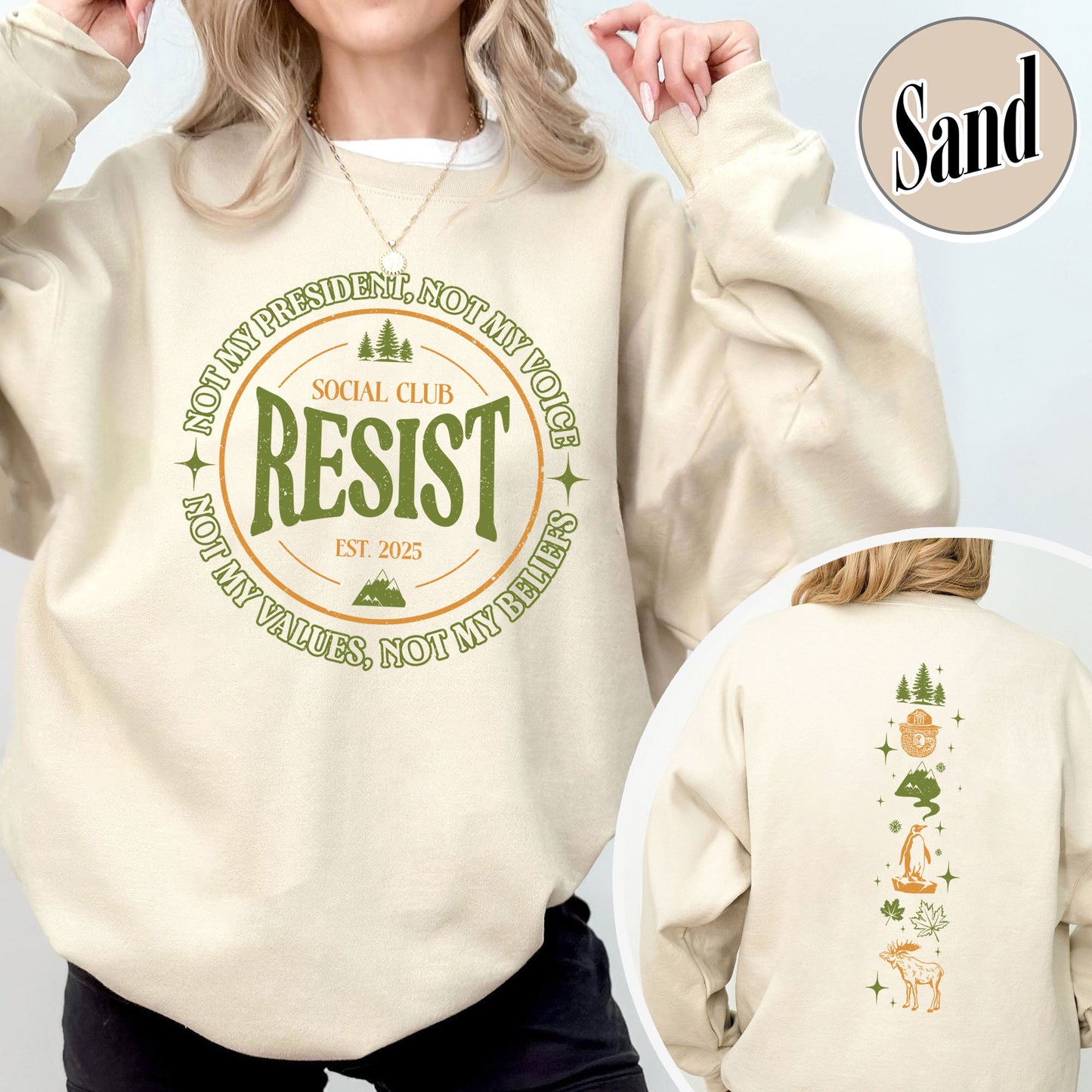 Resist Social Club Sweatshirt, Penguins Smokey Bear Canada Sweatshirt, Stay Salty Resistance Sweatshirt
