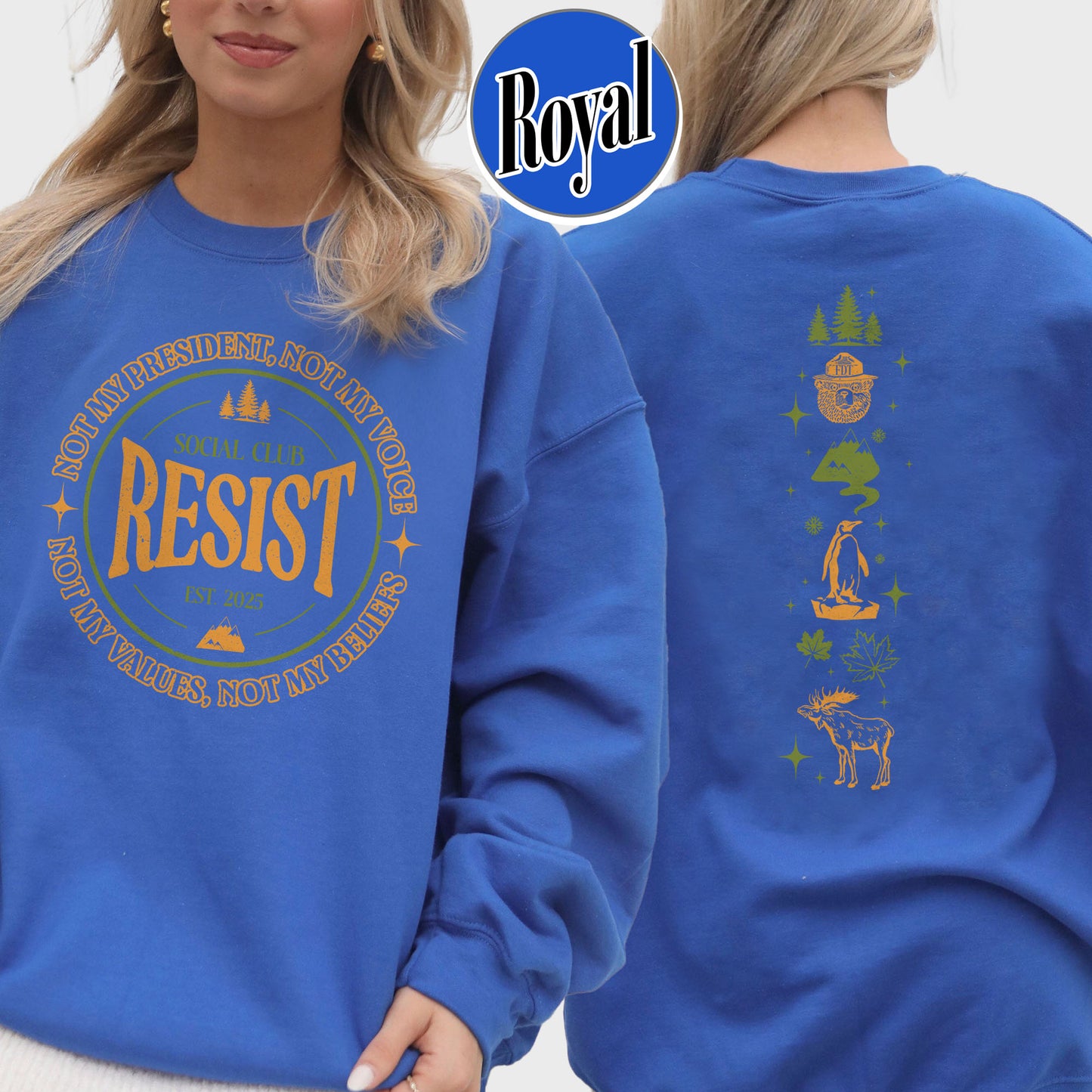 Resist Social Club Sweatshirt, Penguins Smokey Bear Canada Sweatshirt, Stay Salty Resistance Sweatshirt