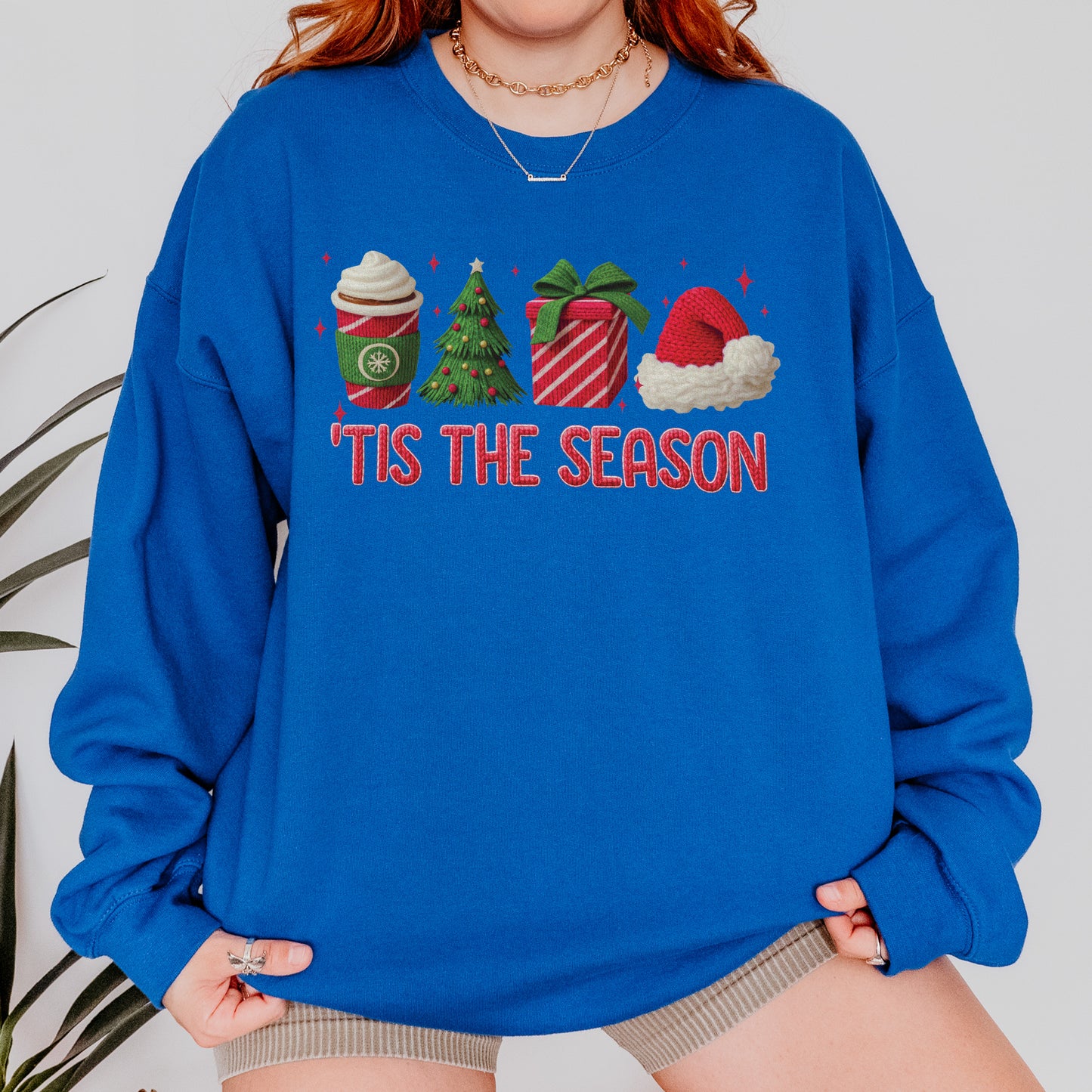 Tis The Season Shirt: Christmas Coffee, Holiday Gift, Santa Hat Tree, Festive Christmas Outfit Sweatshirt
