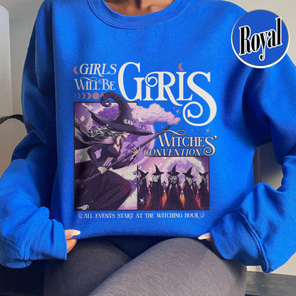 Halloween Sweatshirt, Girls Will Be Girls Witch Sweatshirt, Witchy Feminist Sweatshirt