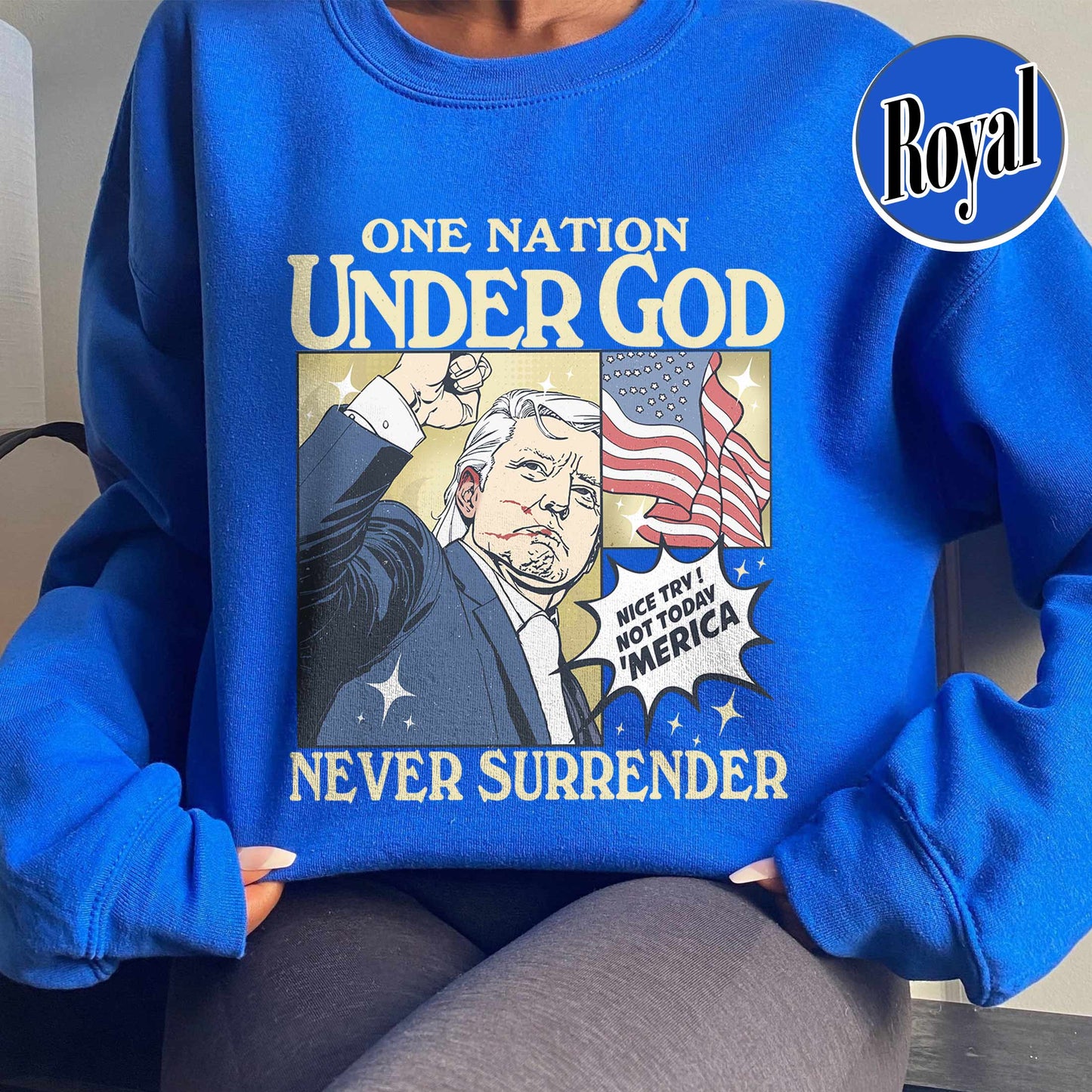 One Nation Under God Sweatshirt, Assassination 2024 Shirt, Never Surrender Shirt, Shot Assassination Attempt Shirt, Rally Shooting American Shirt