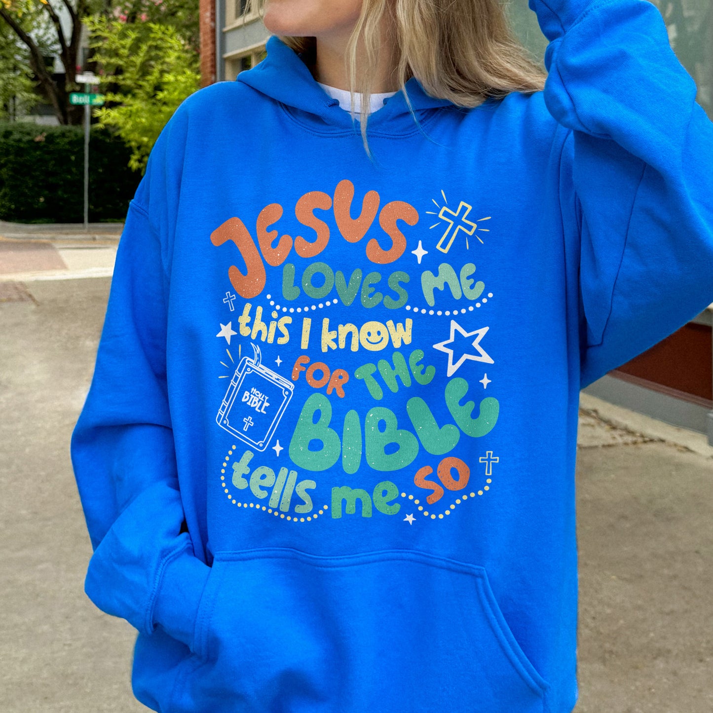 Jesus Loves Me This I Know Hoodie: Christian Bible Verse Hoodie, Kids Youth Faith Hoodie