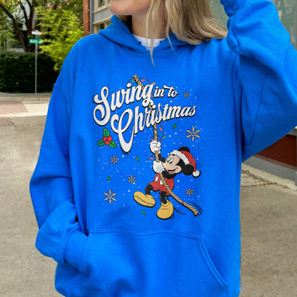 Swing Into Christmas Shirt: Funny Mickey Christmas Tee, Cute Holiday Shirt, Festive Disney Christmas Outfit Hoodie